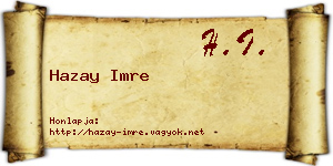 Hazay Imre névjegykártya